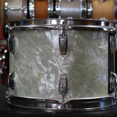 00s Lawton Drum Company 8x12 Tom and 16x16 Floor Tom in White Marine Pearl image 5