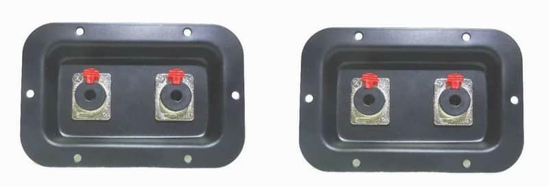 LASE (2)Two Metal Speaker Jack Plates with Locking (1/4") Female Phono Connectors image 1