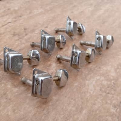 Set of Vintage Late 1960's Fender "F" Guitar Tuners! Original Stratocaster, Telecaster Parts! image 2