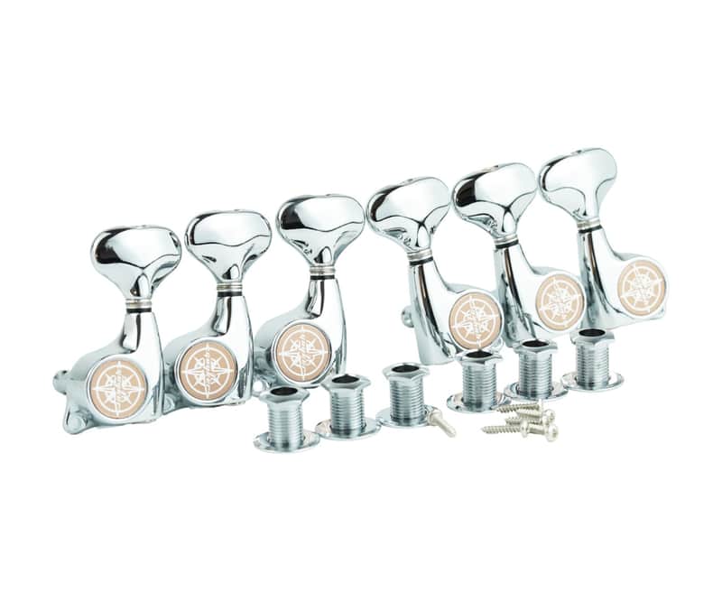 Guyker Guitar Machine Heads (3L + 3R) – 1:21 Sealed Tuning Key Pegs Tuners Set Replacement for ST TL SG Style Electric or Acoustic Guitars – Chrome image 1