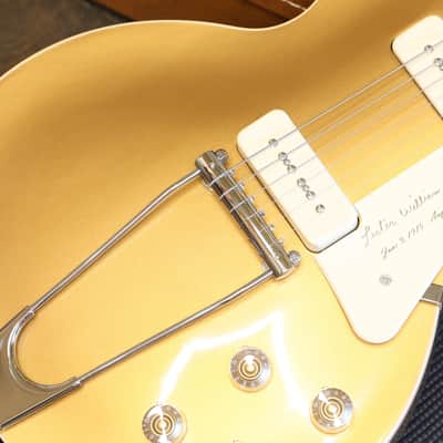 Unplayed! 2013 Gibson 1952 Reissue Les Paul Tribute Electric Guitar Bullion Gold w/ Maple Veneer Headstock + OHSC & Papers image 4
