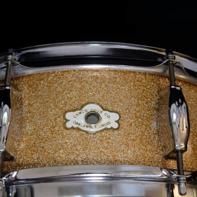 Camco Tuxedo Studio Model 14" x 5" snare drum 1960's - Champagne Sparkle image 12