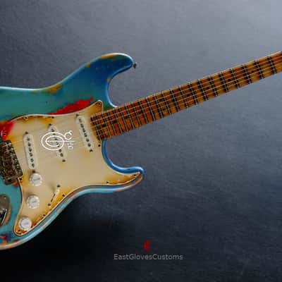 Fender Stratocaster Daphne Blue/Pelham Blue Tex-Mex Made in USA Medium Relic Aged RARE image 12