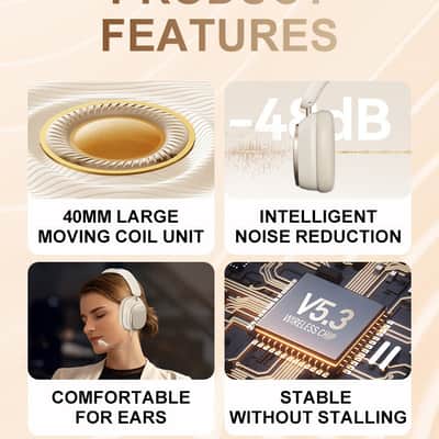 M12 Bluetooth Wireless Over-Ear Headphones with ANC Noise Cancellation, Long Battery Life image 6