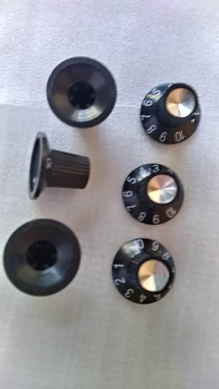 6-Fender Amplifier Knobs  2022 Black /Chrome Fits Fender Amp. image 1