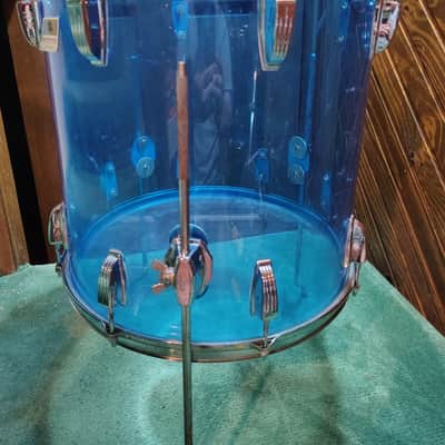 Ludwig 16x16" Vistalite Acrylic Floor Tom 1970s - Blue image 3
