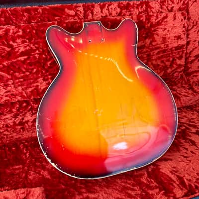 Fender Coronado II Guitar body 1966 - Sunburst checkerboard binding original vintage USA image 2