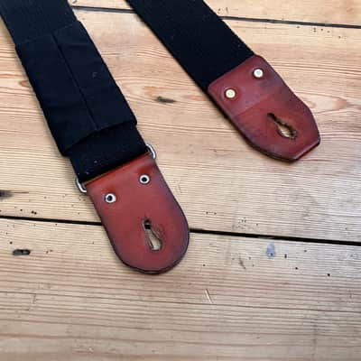 Unbranded Nylon Guitar Strap with Leather Ends & Embroided Nautical Gold Anchor Navy image 7