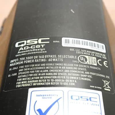 QSC AD-C6T 6.5-inch Ceiling-mounted Loudspeaker - White (PAIR) CG0131J image 10