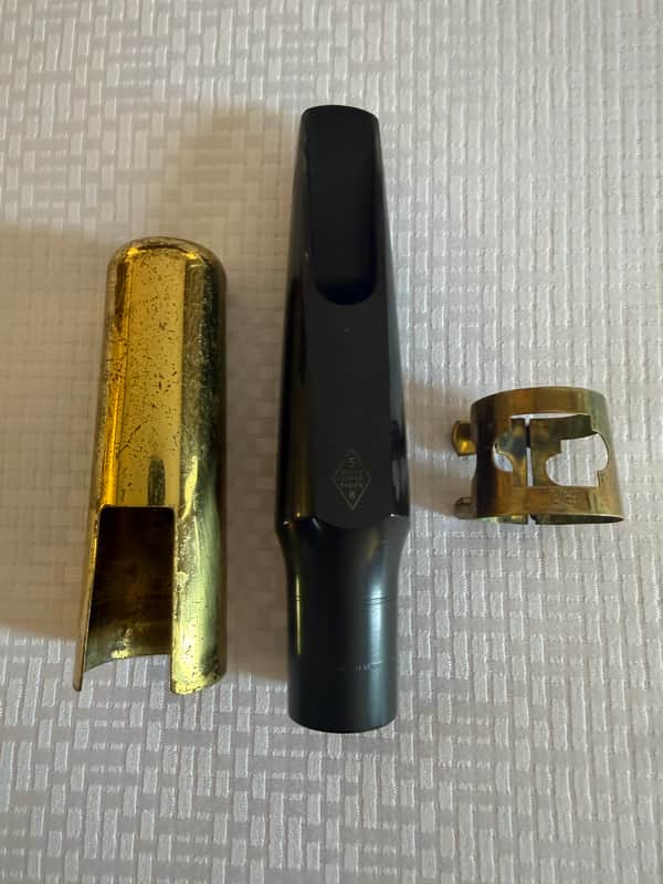 Vintage Meyer NY USA 5M Medium Chamber Baritone Sax Mouthpiece with matching Ligature and Cap image 1