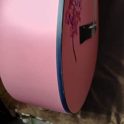 38" LOVELY FLORAL HAND-PAINTED PINK CLASSICAL GUITAR image 9