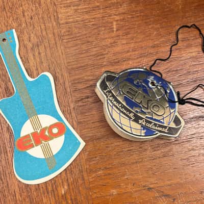 New old stock Vintage Eko Hang Tags 1960’s, Guitar and Globe image 1