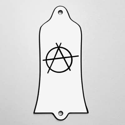 GUITAR TRUSS ROD COVER - Custom Engraved - Fits GIBSON USA - ANARCHY Punk Rock - BLACK WHITE