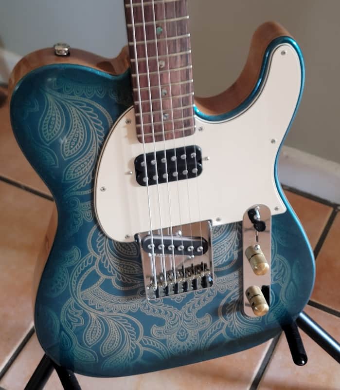 G&L Custom Shop ASAT Bluesboy 2024 - Emerald Blue Paisley image 1