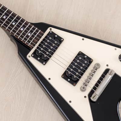 1990 Greco FV-650 Flying V Vintage Guitar Black, Japan Fujigen image 7