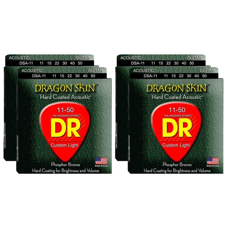 DR Strings Dragon Skin K3 Acoustic 11-50 4 Pack Bundle image 1