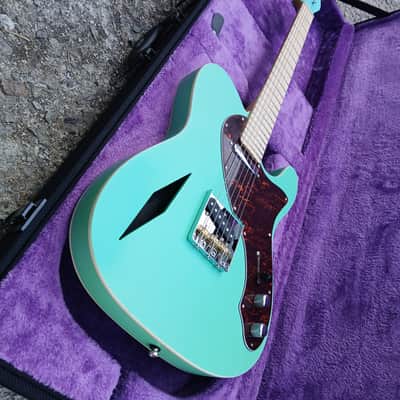 Custom Tele  Double binding Chamber body double binding surf green satin image 4