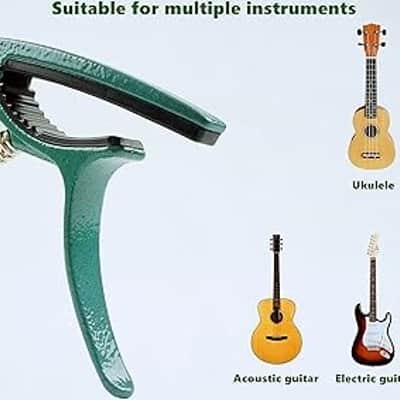 Guitar Capo, Lightweight Zinc Alloy Capo for Acoustic and Electric Guitars, Bass, Mandolin, Banjo, Ukulele(Dark Green) image 2