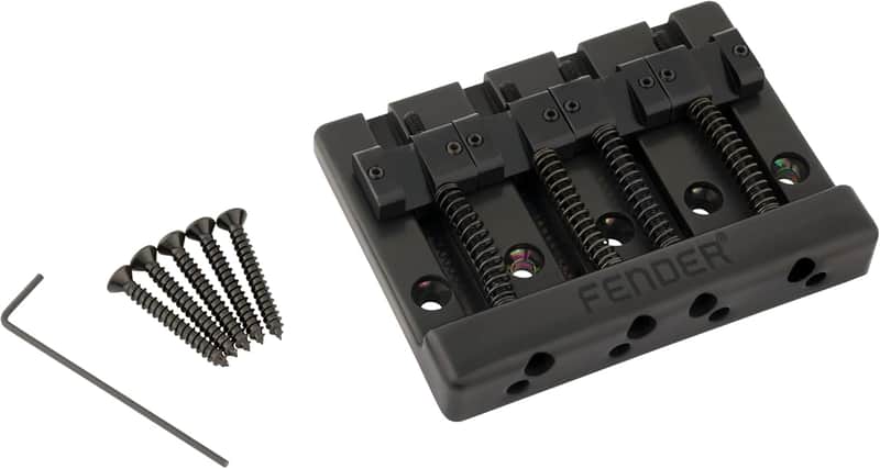Genuine Fender BLACK HIMASS Block Logo High-Mass Bass Bridge w/Brass Saddles image 1
