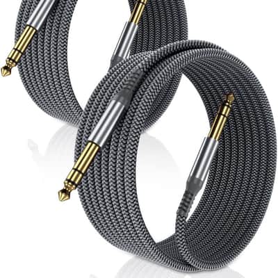 1/4 Inch TRS Instrument Guitar Cable 10ft 2Pack,Straight 6.35mm Guitar Bass AMP Cord,Quarter Inch 6.3mm Male Jack Stereo Audio Balanced Line for Electric Guitar,Bass,Keyboard,Amplifier,Speaker image 1