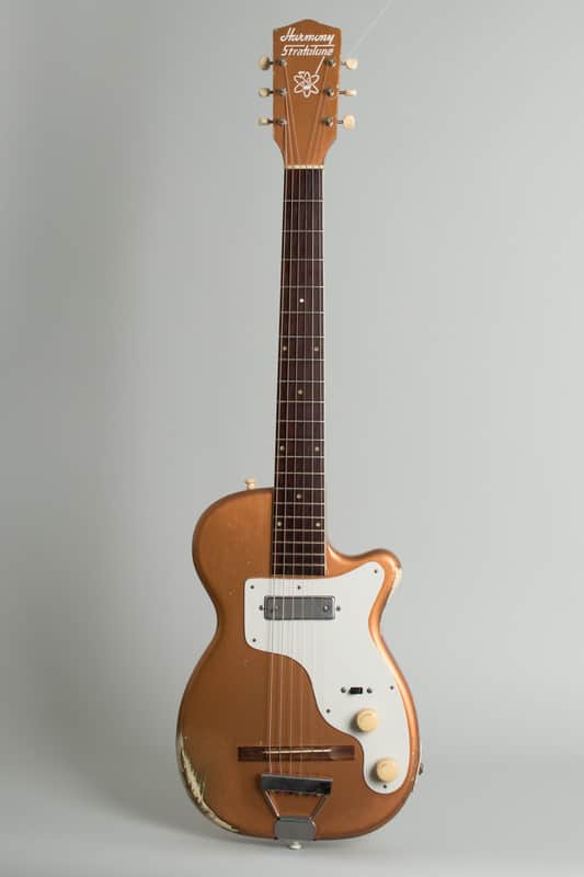 Harmony  H-44 Stratotone Solid Body Electric Guitar (1954), black tolex hard shell case. image 1