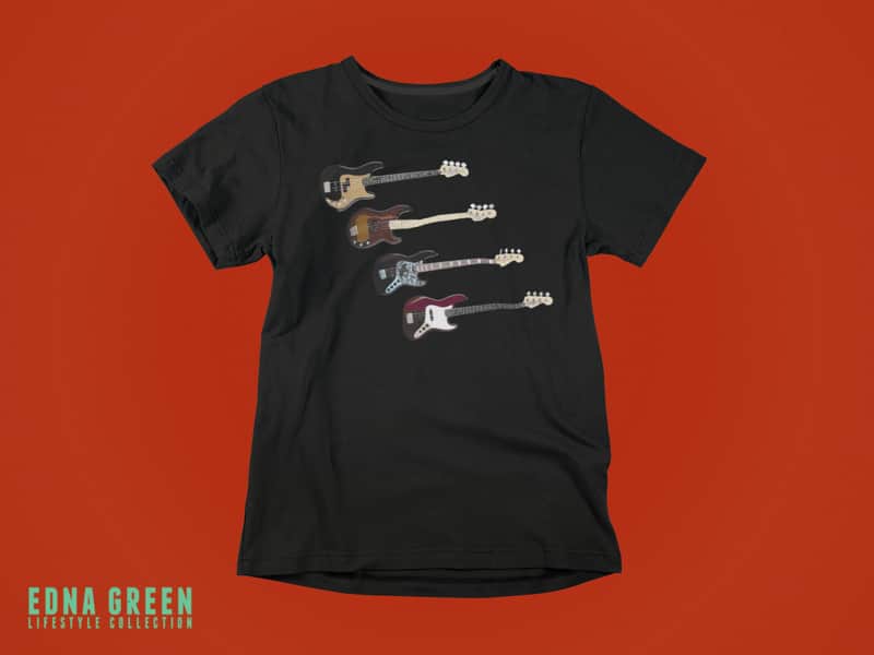 Four Basses Custom Printed T-Shirt - 4XL Black image 1