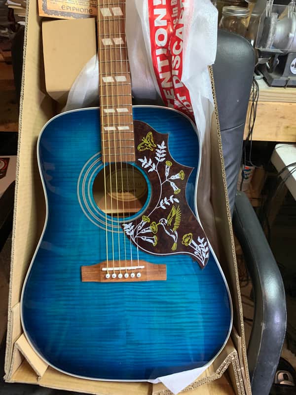 Epiphone Hummingbird Artist Acoustic/Electric 2018 Blue Burst | Reverb
