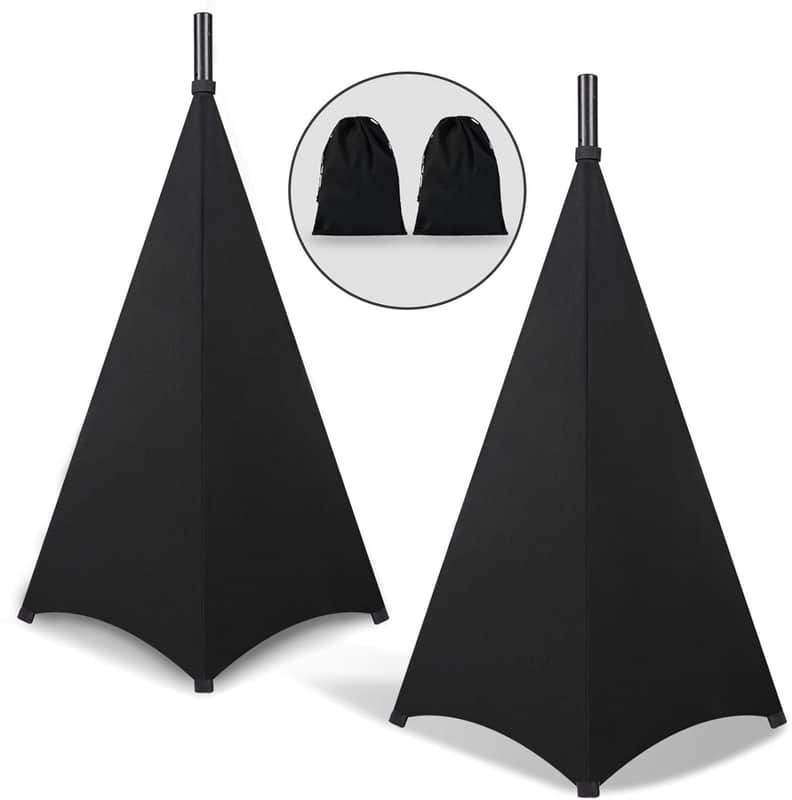 Speaker Stand Cover-DJ Bag with 360 Degree Cover, Speaker Tripod Scrim Cover for Speaker/Lighting with Free Travel Bag (Two Pack-Black) image 1