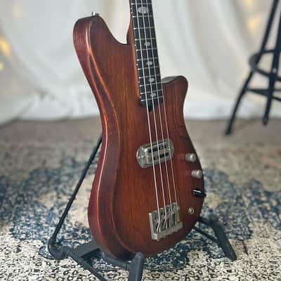 Offbeat Guitars "Hope" 30" Short Scale Bass in Bismarck Brown on Carved Top Spanish Cedar, TV Jones Thunder'Mag Pickup, Varitone, Leo Quan Badass Hardware image 2