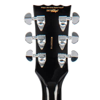 Vintage REVO Series 'Custom Supreme Baritone VI' Semi-Acoustic Guitar ~ Boulevard Black image 8