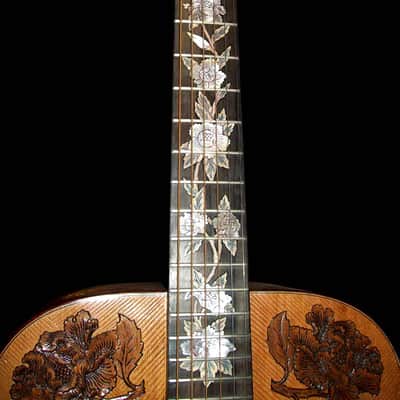 Blueberry  Handmade Dreadnought Acoustic Guitar Floral Motif - Built to Order image 7