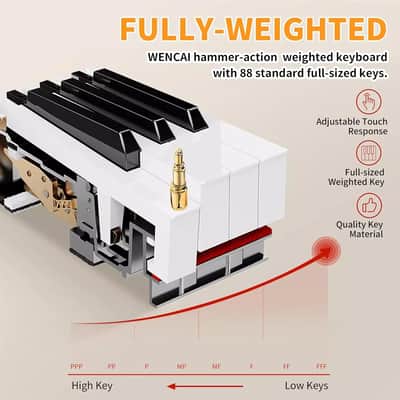 88-Key Fully Weighted Digital Piano – Hammer Action Keyboard with USB-MIDI, Triple Pedal & Stereo Speakers (Orange) image 3