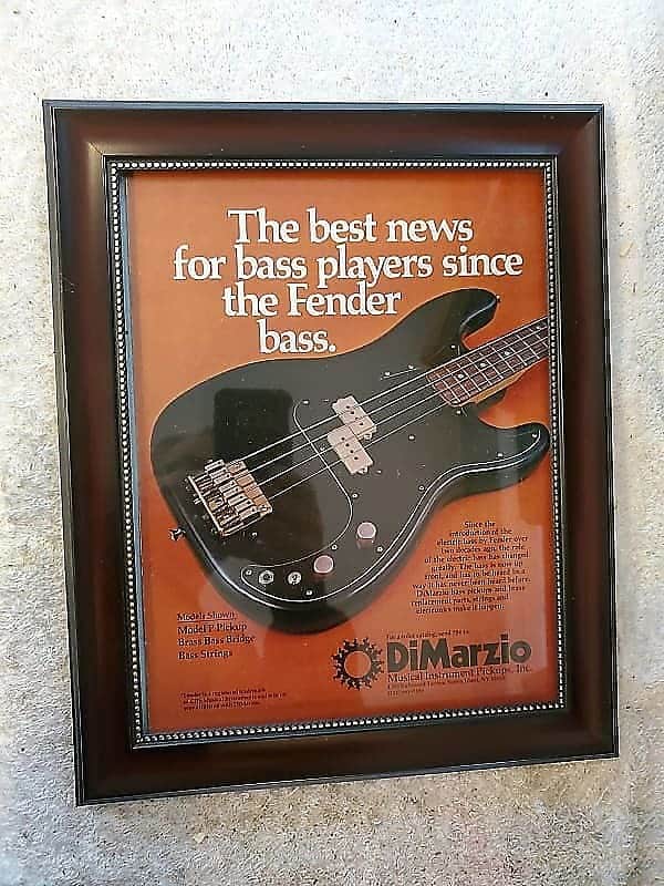 1979 DiMarzio Pickups Color Promotional Ad Framed Fender precision Bass Original image 1