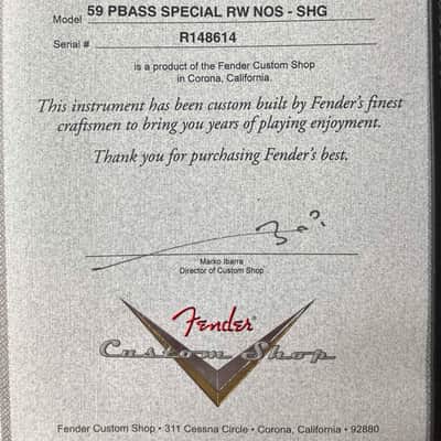 Fender Custom Shop 59 P Bass Special - New Old Stock - Shoreline Gold - 9.6 lbs - Serial # R148614 image 3