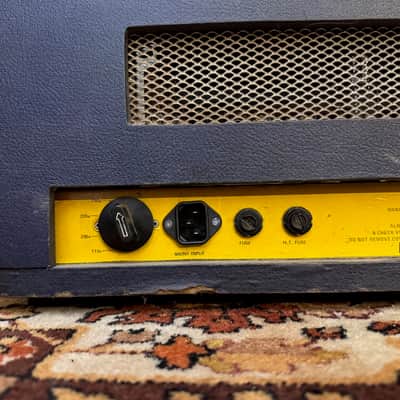 Vintage 1970s Carlsbro 50 Top Custom Colour Blue Guitar Valve Amplifier Head image 12