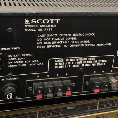 H. H. Scott Model A-437 Stereo Integrated Amplifier W/ Pre-outs Vintage 1977 Silverface image 4