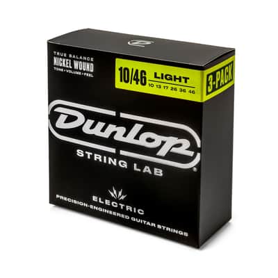 Dunlop 3PDEN1046 String Lab Nickel-Plated Steel Electric Guitar Strings - Medium (10-46) 3-Pack image 2
