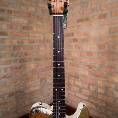 Paoletti Nancy Loft SH “Relic White Over Sunburst” Handcrafted Italian Reclaimed Chestnut Roasted Maple image 4