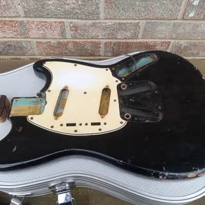 Vintage 1966 Fender Mustang Electric Guitar Body/Neck Husk Project w/ Stone Hardshell Case! image 1