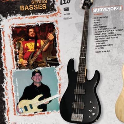 ESP Surveyor II 5 String Bass Black Ash Body EMG Music Man Stingray Pickup Active EQ Coil Tap for Precision Jazz PJ Tones MIJ Japan image 4