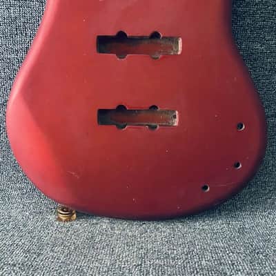 Solid Basswood 4 String Bass Body in Red image 2