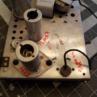 Silvertone Sears Project mono Tube Amplifier 6V6 project chassis 3070 Crescent AlNiCo speaker 1954 Silver image 7
