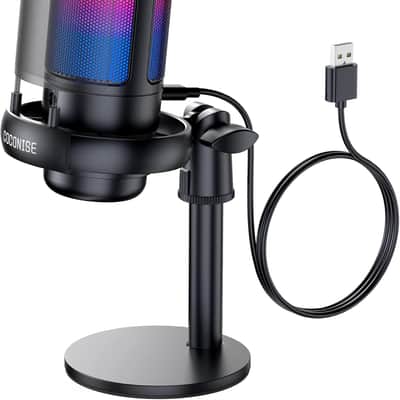 USB Mic for Podcasts Videos & Streaming - Condenser Mic with Quick Mute & Pop Filter - RGB Microphone Gift for Gamer boys - Compatible with PS4/5 & Computer & Laptop image 1