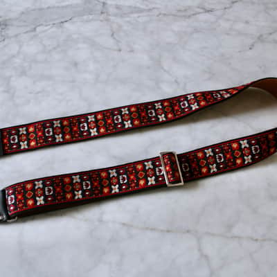 Vintage 70s Red 'Woodstock' Guitar Strap Replica image 2