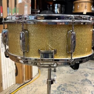 Slingerland 5.5x14" Artist Solid Maple Snare Drum 1960s - Gold Sparkle image 7