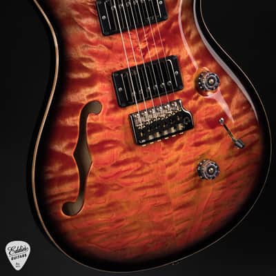 2024 - PRS Eddie's Guitars Wood Library Custom 24 Semi-Hollow Korina/Ziricote - Blood Orange Smokeburst image 6