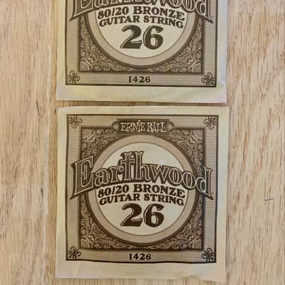 Two Single .026 Gauge Acoustic Guitar Strings (Ernie Ball - Bronze) Opened, Not Played image 1