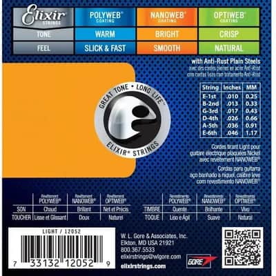 Elixir 12052 Nanoweb Nickel Plated Steel Electric Guitar Strings - Light (10-46) 2010s - Standard image 3
