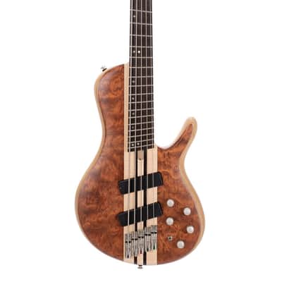 Cort Artisan Series A5 Beyond 5 String Bass Guitar - Open Pore Bubinga Natural image 3