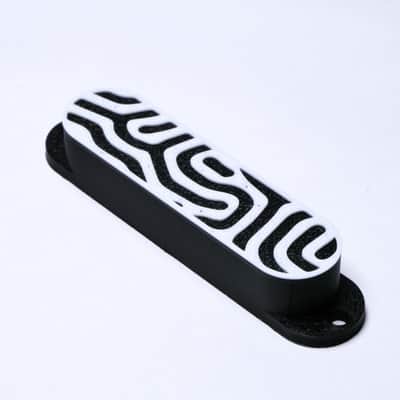 Custom Single Coil Pickup Covers (No Holes) Set of 3 - Black/ White-Topo image 1